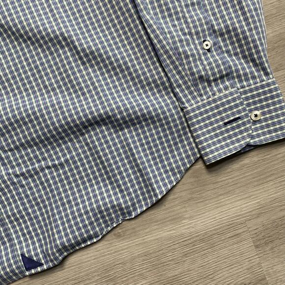 UNTUCKit Mens Erbach Blue White Plaid Button Up Casual Dress Shirt Size XL - Picture 3 of 6
